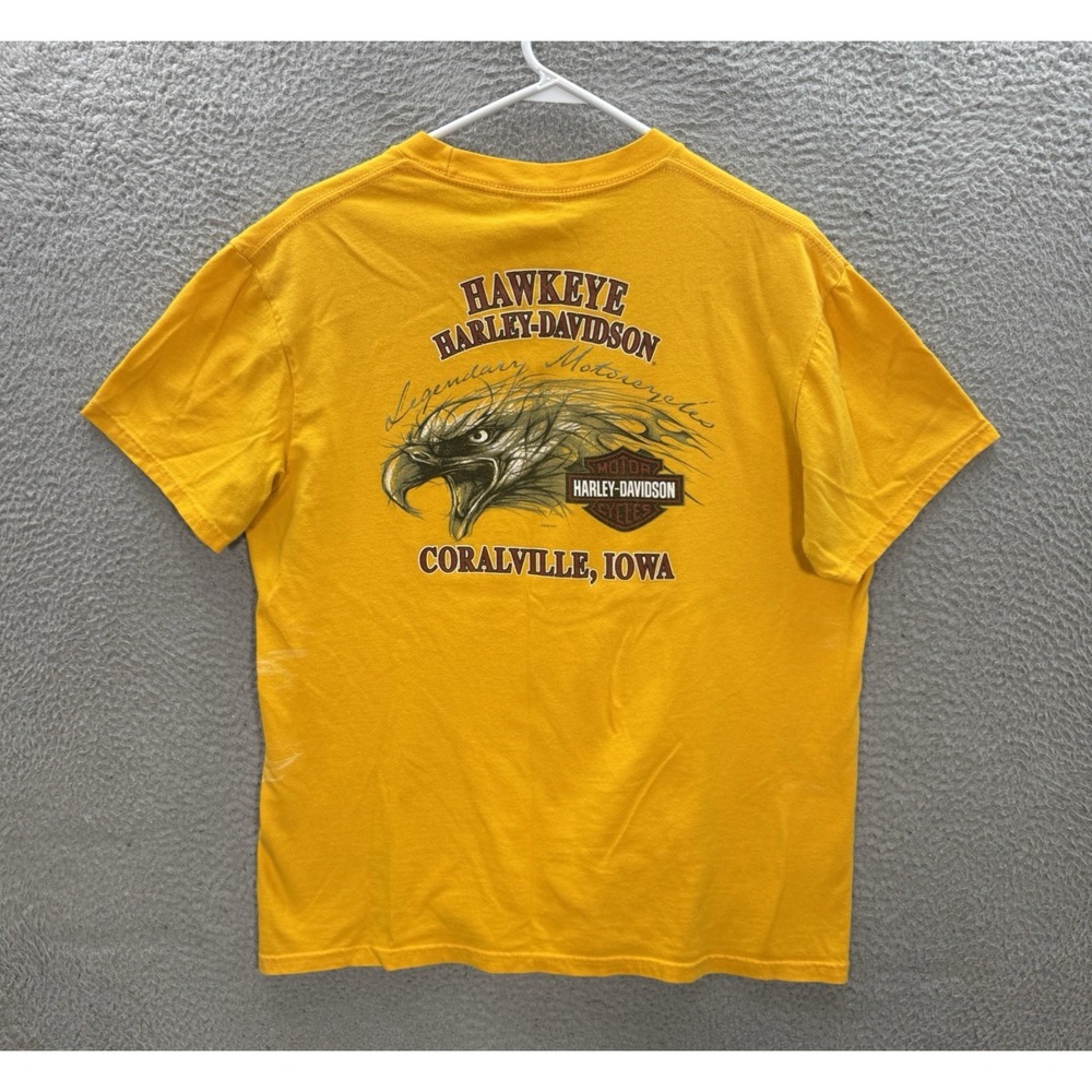 Harley Davidson Shirt Adult Large Yellow Motorcycle Biker Grunge Thrasher Y2K